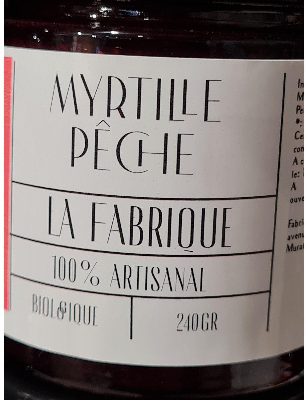 Confiture bio myrtille pêche