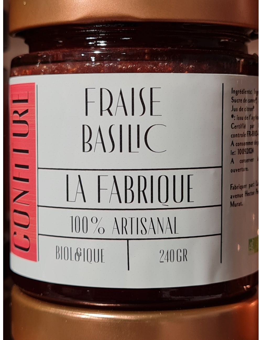 Confiture bio fraise basilic